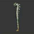 Mythical Green Dragon Headed Creature With Scales Long Body And Yellow Accents