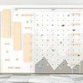 Kids Room Interior With Climbing Wall And Wooden Play Structures