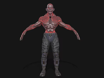 Game Movie Character With Red Skin Muscular Build Black Pants And Boots 3d model