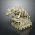 Ancient Weathered Stone Gargoyle Statue on Carved Pedestal with Mythical Creature Features