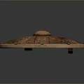 Round Shield Weapon With Wooden Texture Metal Rivets And Central Metal Decoration