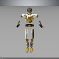 Gold And White Robot Armor Costume With Helmet And Belt Design Details 3d model
