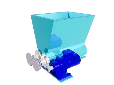 Durable Industrial Conveying Equipment With Blue Hopper Blue Motor And Silver Components 3d model