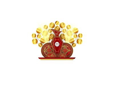 Traditional Chinese Red Bag Photo Spot With Fu Character And Gold Ingots 3d model