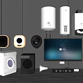 Smart Household Machines Including Washing Machines TV and Speakers Setup