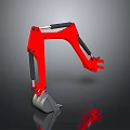 Red Functional Vehicle With Heavy Duty Mechanical Arm And Digging Bucket 3d model