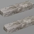 Long Rectangular Rockery Stones With Rough Natural Texture And Weathered Gray White Surface 3d model