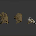 Intricate Character And Creature Armor Pieces With Metallic Detailed Design Elements
