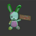 Light Blue And Purple Plush Rabbit Toy Holding Happy Easter Wooden Sign