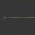 Rustic Metal Long Pole Tool With Hook On Gray Gradient Background