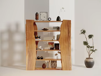 Quiet Original Wood Bookcase Decorative Cabinet 3d model