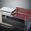 Functional Outdoor Bench With Metal Frame Wooden Slat Backrest And White Table Top
