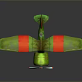 Aerospace Biplane Model Featuring Green Red Wings Propeller And Gray Background