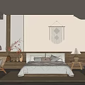Modern Hotel Guest Room With King Bed Wooden Furniture And Stylish Wall Decorations