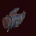 Leather Glove With Metal Badge Stitched Details And Spiked Finger Design