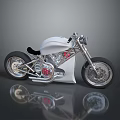 Sleek White Modern Motorcycle With Chrome Wheels Red Engine And Streamlined Design 3d model