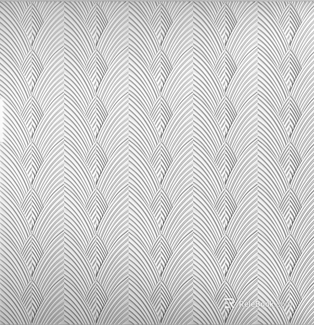 Modern White Wall Decor With Gray Repeating Wave Pattern Design Texture 3d model 