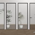 Modern Hinged Doors With Various Glass Textures And Black Frames In Interior Space 3d model