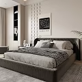 Modern Bedroom Interior Design With Black Headboard Bed White Nightstands And Glass Wardrobes