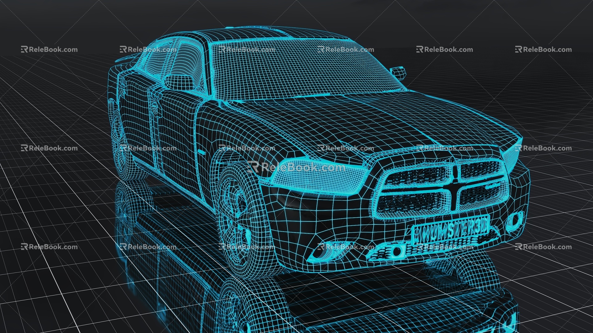 Car Transportation Technology Science Fiction Future Concept Blue Line 3d model