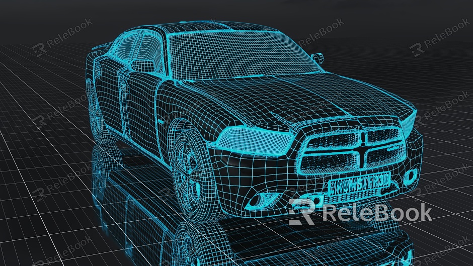 Car Transportation Technology Science Fiction Future Concept Blue Line model