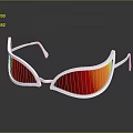 Unique Jewelry Sunglasses With White Frame And Red Reflective Lenses