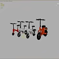 White Folding Electric Motorcycle Parked In Evening Stone Square With Buildings And Pedestrians