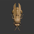 Golden Ant Sculpture With Detailed Texture And Reflective Metallic Finish