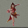 Female Warrior In Red Traditional Costume With Dynamic Running Pose