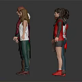 Multiple 3D Character Models With Various Outfits Hairstyles And Diverse Poses