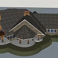 Traditional Single Family Home With Gabled Roof Chimney And Front Porch Wooden Trim