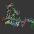 Industrial Metal Staircase Design With Yellow Railings Platforms And Connected Walkways