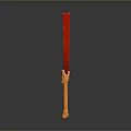 Traditional Weapon Knife With Red Blade And Wooden Handle Design