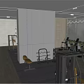 Modern Fitness Gym Space With Treadmills Dumbbells Exercise Balls And Storage Cabinets On Wooden Flooring
