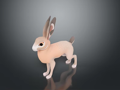Cute Cartoon Rabbit 3D Model With Pink Fur Long Ears And White Details 3d model