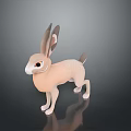 Cute Cartoon Rabbit 3D Model With Pink Fur Long Ears And White Details