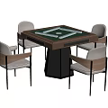Elegant Modern Square Table And Four Chairs With Light Cushions And Metal Frames