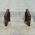 Public Facility Three Brown Access Gates Featuring Red Indicator Lights On Marble Floor 3d model