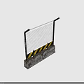 Construction Safety Barrier With Metal Mesh Panel Concrete Base And Yellow Black Stripes