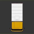 Yellow Truck Cab Featuring White Cargo Box For Delivery Transportation Use