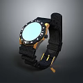 Stylish Modern Wrist Watch With Black Woven Strap Gold Accents And Blue Dial