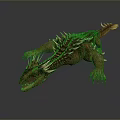 Spiked Reptilian Scaled Game Movie Character with Ferocious Features Sharp Claws and Armored Back