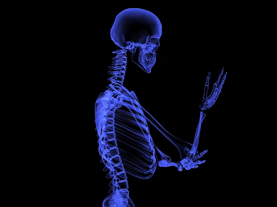 Advanced Medical Imaging Device for Skeleton Visualization with X Ray Technology and Blue Rendering 3d model