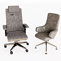Modern Gray Fabric Office Chairs with Different Back Designs and Caster Wheels 3d model