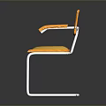 Modern Orange Mesh Back Chair With Metal Frame And Comfortable Seat
