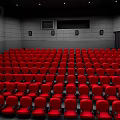 Modern Conference Room Interior Design With Red Seats And Neatly Arranged Rows