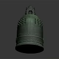 Ancient Bronze Musical Instrument Bell With Decorative Top Intricate Carvings And Green Patina