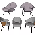 Modern Single Sofa Designs in Purple Gray and Brown with Sleek Metal Legs