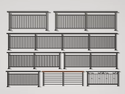 Various Modern Railing Designs for Outdoor Decks and Patios with Stylish Details 3d model
