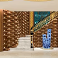 Luxurious Jewelry Store Interior Design With Golden Counter And Chandelier Display Area
